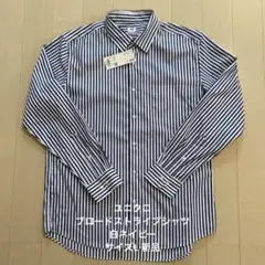 UNIQLO ストライプ 長袖シャツ L ネイビー/ホワイト