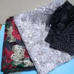 花柄刺繍レース生地 130×100cm　他