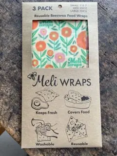 《Meli wraps》ビーワックスラップ　3枚組　みつろうラップ