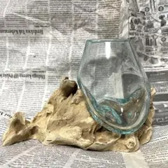 流木ガラス 天然木 花瓶 オブジェ S 現品 新品未使用