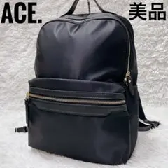 ACE. ブラック リュック・バックパック　無地　ビジネスバッグ　ナイロン