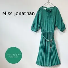【Missjonathan】プリーツワンピース 七分袖 ミモレ丈 昭和レトロ