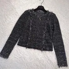 極美品 Rene ツイードジャケット ジップアップ ダブルジップ