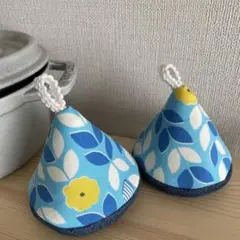 三角鍋つかみ　2個セット　Blue yellow
