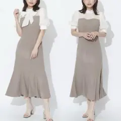 And Couture レイヤード風ウエストタックマーメイドワンピース M