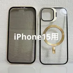 iPhone15用 MagSafe対応ケース 透明 ゴールド