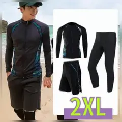 2XL ラッシュガード 3点セット ブラック 黒 レギンス 着痩せ メンズ 人気