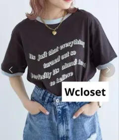 Wcloset リンガープリントTシャツ　ブラウン