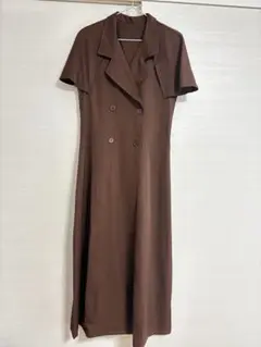 ブラウン 半袖 シャツワンピース