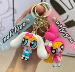 パワーパフガールズ　サンリオキャラクター　3Dラバーキーホルダー　5個セット