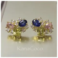 【新品】4色の華やかデザインボリュームピアス