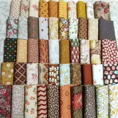 綿生地 パッチワーク ハギレ カットクロス 茶 ベージュ 花柄 10cm 50枚