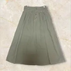 【オリーブデオリーブ】ツイルロングスカート　太ベルト　フレア　ウエストゴム　М