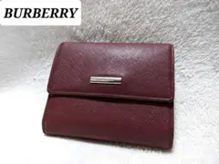 【美品】BURBERRY 折り財布 サフィアーノ ノバチェック 赤 ロゴプレート