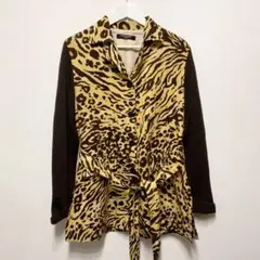 LEONARD レオナール レオパード柄 ニット切替 ジャケットコート