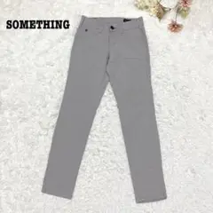 s.881【サムシング】ストレッチ スキニー ライトグレー ロゴボタン S〜M
