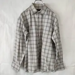 DAKS ダックス　長袖チェック柄シャツ　綿100% グレー系　LL