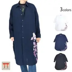 今昔KON-JAKU　着物狐と百花繚乱バルーンシルエット長丈シャツ◆