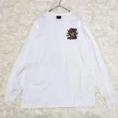 【ワニマ】ロングTシャツ　長袖　カラフルアート　丸首　ホワイト　Мサイズ
