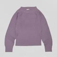 GU ジーユー♡ウエストワイドリブセーター　クルーネック　パープル　M