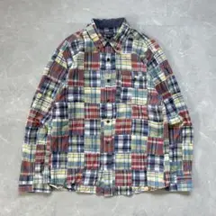 90s Eddie Bauer パッチワーク 長袖チェックシャツ usa古着 M