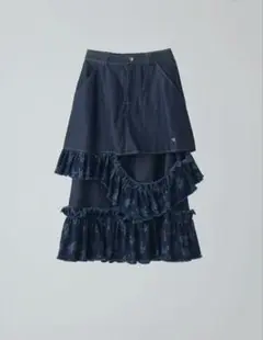 idem イデム　damage frill denim skirt