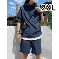 メンズ　セットアップ　2XL 3L ワークシャツ　ハーフジップ　アウトドア 軽量