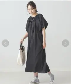 BEAMS LIGHTS サテン パフスリーブ ワンピース　新品