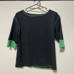 ブラック/グリーン 半袖トップス