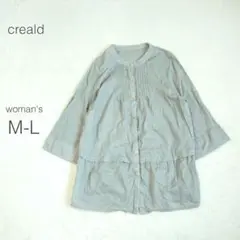 クレアルド シャツブラウス シアー 薄手 涼しい チュニック丈 切替【M-L】