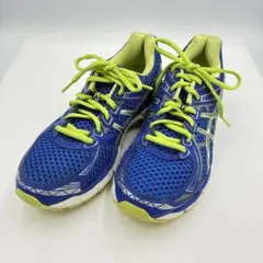 美品✨asics ランニングシューズ ブルー ライムグリーン 25cm