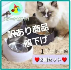 値下げ‼️犬猫 フードボウル 2個セット♥️猫エサ入れ おまけエサスプーン付き