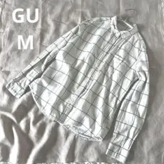 GU ジーユー　ウインドウペンチェックシャツ　チェック　ネルシャツ　オフホワイト