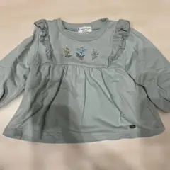 しまむら　女の子　ベビー　トレーナー　長袖　花柄　ロペピクニックミント　90
