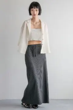 LOWRYSFARM☆今期大人気 カットリブタイトスカート☆チャコールグレー