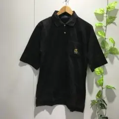 【EP POLO】胸ポケット付き 刺繍入り 黒 半袖 ポロシャツ Mサイズ