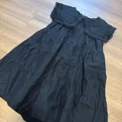 petit main 黒 ノースリーブワンピース