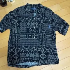 LOGOS 半袖レーヨンエスニック柄シャツ　Ｌ　ロゴス　アロハ