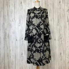 アトリエ恵 ＊ 花柄 シアー ロングカーディガン コサージュ付きポケット
