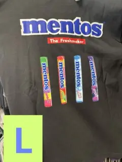 メントス お菓子　mentos プリントTシャツ 企業コラボ　 L 黒