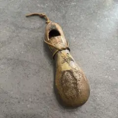 【骨董品】一輪挿し 花瓶 瓢箪 ひょうたん 紐付き 備前焼 刻印あり 515g