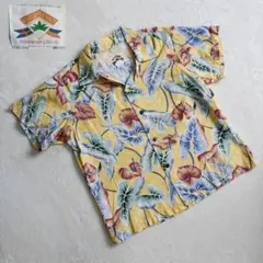 USA製90s PINEAPPLE JUICE 総柄アロハシャツ　ボタニカル　S