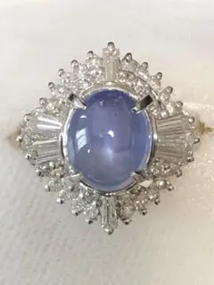 PT850！スターサファイア 6.75ct ダイヤ1.00ct取り巻き リング！