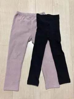 110㎝　ピンク・黒レギンスセット　裏起毛