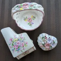 花柄陶器小物入れセット(3点)