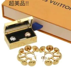 S1191 超美品!! ルイヴィトン ビスモチーフ フープ ピアス イヤリング
