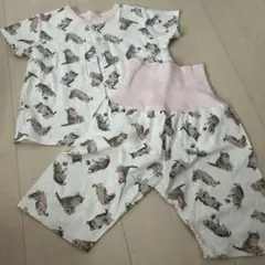 【美品】ネコ柄　腹巻き　パジャマ　上下セット