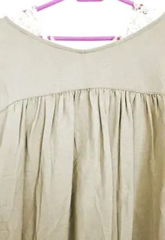 オリーブ色 七分袖ワンピース　トップスチュニック付き　新品