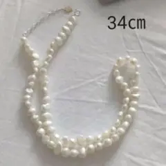 淡水バロックパール 小粒 ネックレスホワイト34㎝S925⑨