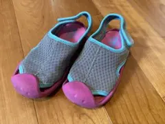 クロックス メッシュサンダル グレー/ピンク　C11（18㎝）